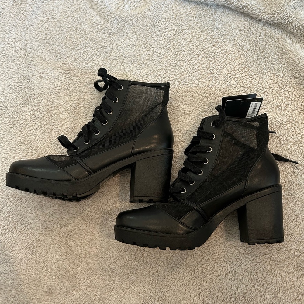 Forever 21 Black Mesh Heeled Boot